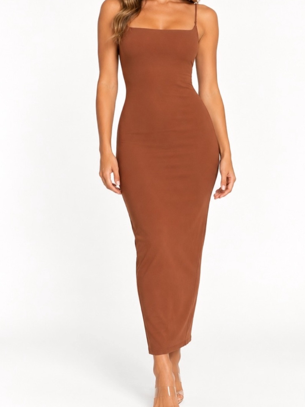 NWT Skims Fits Everybody Long Slip Dress in Bronze. Size Large